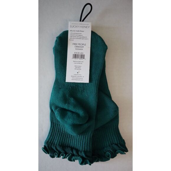 FP Movement OB865029 Women's O/S Midnight Jade Green Classic Ruffle Socks - Picture 2 of 4